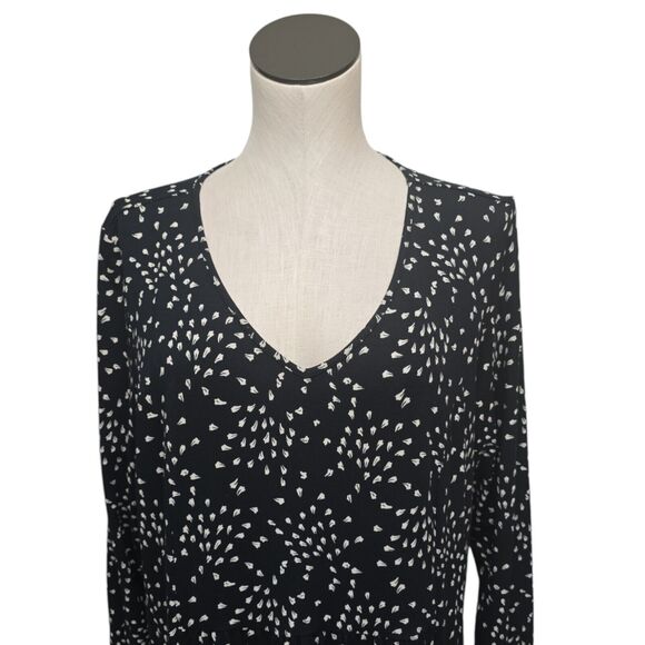 J. Jill Wearever Collection‎ Black and White Print Dress Size Large Long Sleeve - Picture 10 of 10